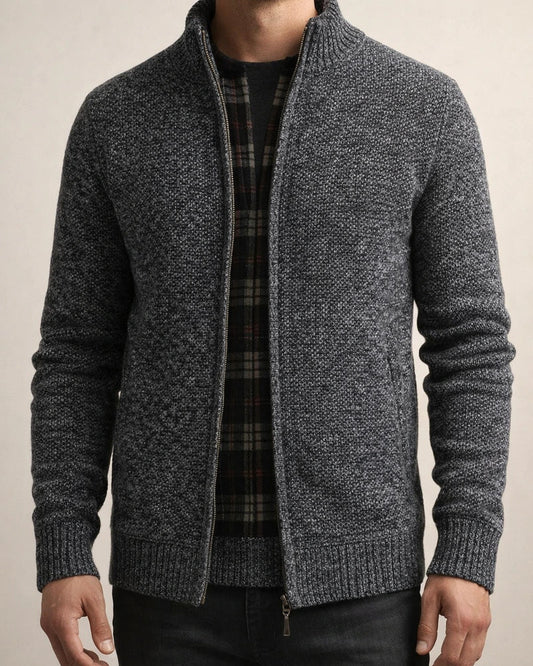 Men's Sweater Cardigan Sweater Zip Sweater Sweater Jacket Fleece Sweater Knit Solid Color Stand Collar Essential Casual Clothing Apparel Winter Black Burgundy S M L | JRSEE:38cf40a1-d9fb-40eb-952e-0afe7494a1d0