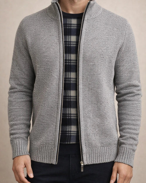 Men's Sweater Cardigan Sweater Zip Sweater Sweater Jacket Fleece Sweater Knit Solid Color Stand Collar Essential Casual Clothing Apparel Winter Black Burgundy S M L | JRSEE:206f7fee-37ad-499a-b94a-d04cf0f67f87