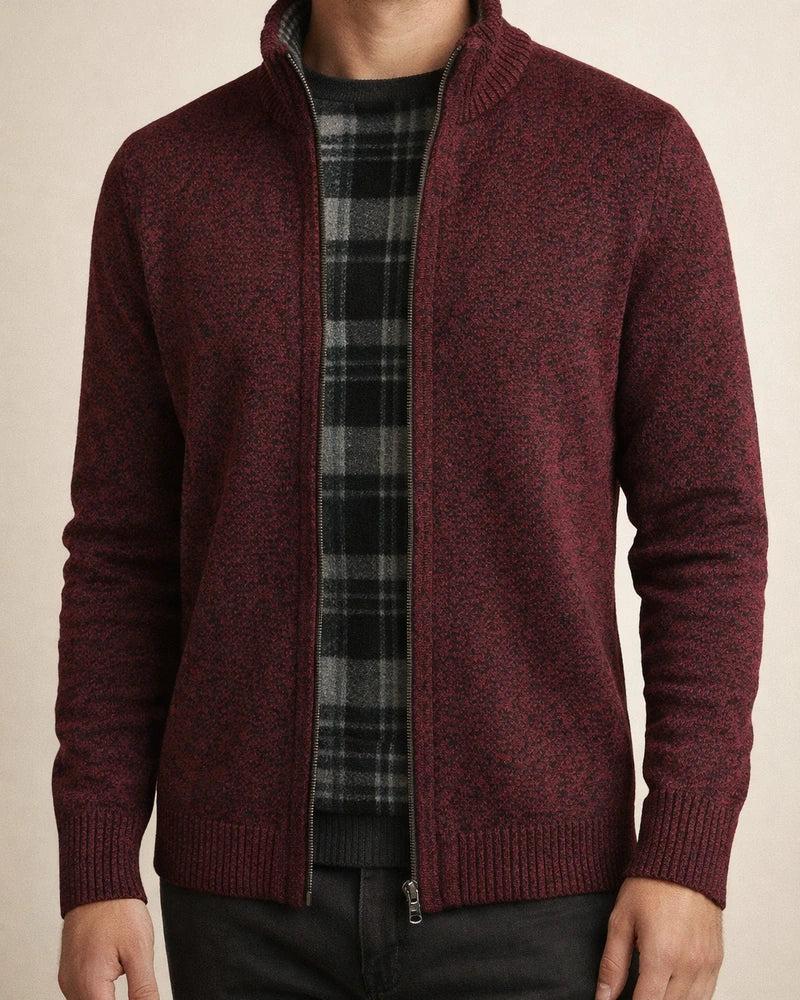 Men's Sweater Cardigan Sweater Zip Sweater Sweater Jacket Fleece Sweater Knit Solid Color Stand Collar Essential Casual Clothing Apparel Winter Black Burgundy S M L | JRSEE:05109821-47d0-40df-b318-d5052e72b55e