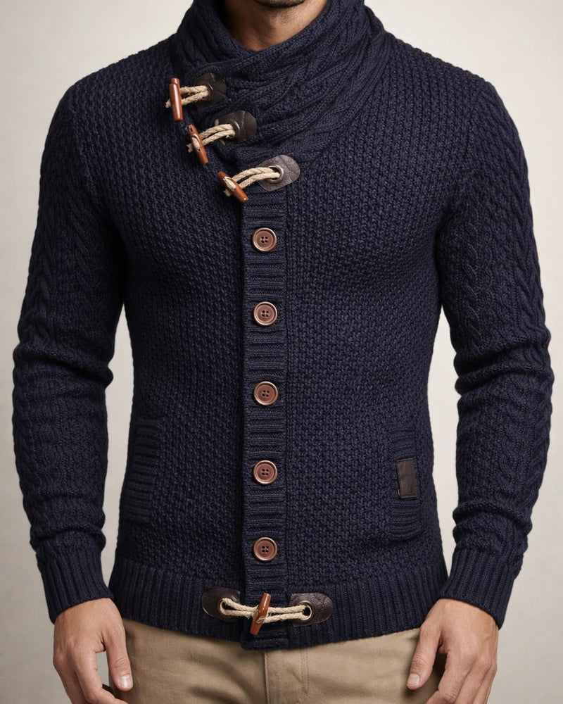 Men's Sweater Cardigan Turtleneck Sweater Knit Striped Stand Collar Stylish Clothing Apparel Winter Black Blue S M L | JRSEE:f8b99470-d647-4d46-82b8-c290c21f7a42