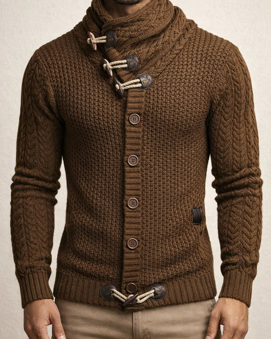Men's Sweater Cardigan Turtleneck Sweater Knit Striped Stand Collar Stylish Clothing Apparel Winter Black Blue S M L | JRSEE:51416c6a-d3e7-448b-963e-ea52591eaf63