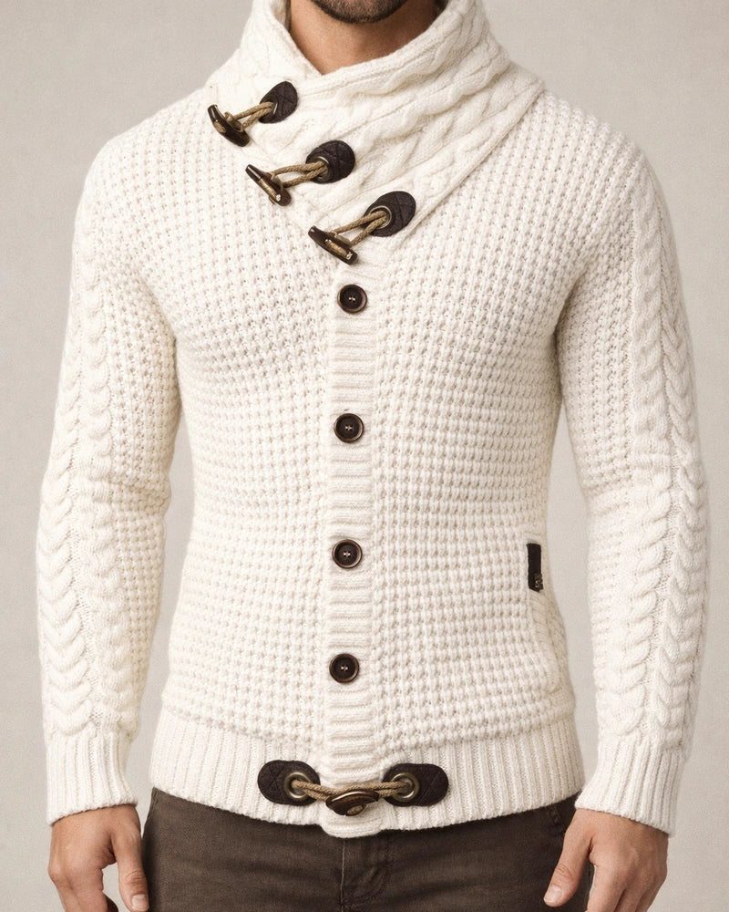 Men's Sweater Cardigan Turtleneck Sweater Knit Striped Stand Collar Stylish Clothing Apparel Winter Black Blue S M L | JRSEE:4978e4c2-ea6f-4f46-8d16-b0bcd8d9b1df