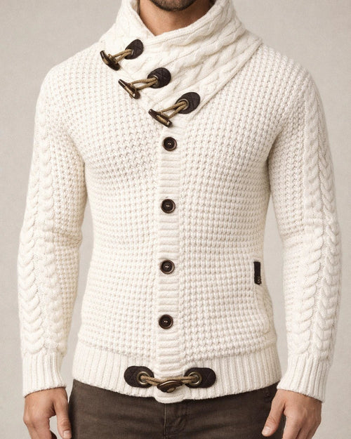 Men's Sweater Cardigan Turtleneck Sweater Knit Striped Stand Collar Stylish Clothing Apparel Winter Black Blue S M L | JRSEE:4978e4c2-ea6f-4f46-8d16-b0bcd8d9b1df