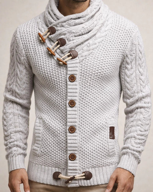 Men's Sweater Cardigan Turtleneck Sweater Knit Striped Stand Collar Stylish Clothing Apparel Winter Black Blue S M L | JRSEE:1d83ffa3-a34f-4e2e-b1e5-98b3b165f063