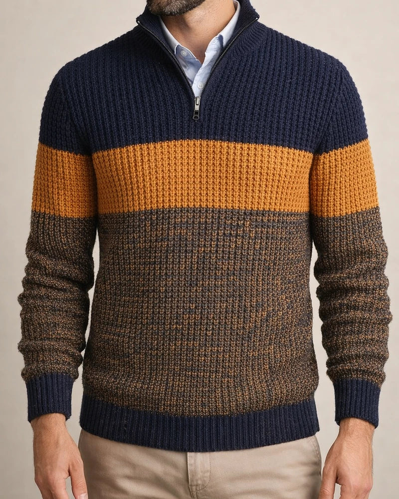 Men's Sweater Pullover Sweater Jumper Ribbed Knit Cropped Zipper Knitted Color Block Stand Collar Basic Stylish Outdoor Daily Clothing Apparel Winter Fall Orange Gray M L XL | JRSEE:570a7cc9-05e8-45ae-bb9b-eadfa9f4d5f1
