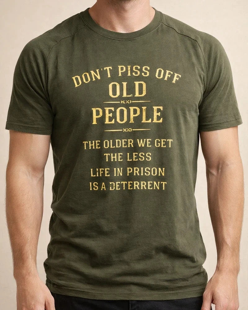 Men's T shirt Tee Graphic Tee Cool Shirt Graphic Prints Letter Print Old People Crew Neck Hot Stamping Street Vacation Short Sleeves Print Clothing Apparel Designer Basic Comfortable | JRSEE:1f8885c8-1a93-4187-8dea-7fd95d047a83