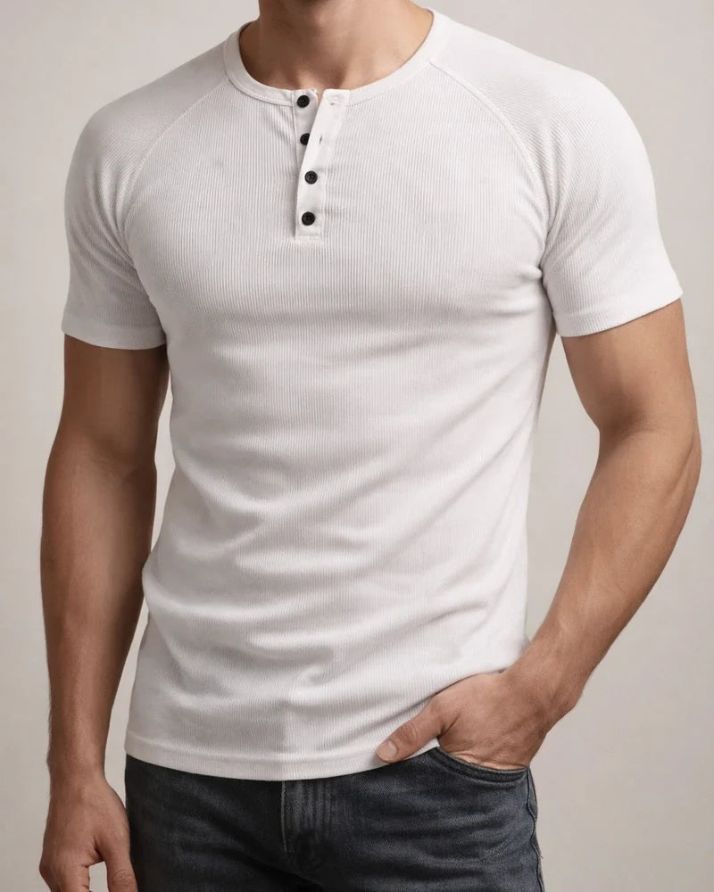 Men's T shirt Tee Henley Shirt Plain Henley Casual Short Sleeve Button-Down Clothing Apparel Classic Casual Esencial | JRSEE:4f6a5fdb-4879-414c-a0d3-3d7f243129e5