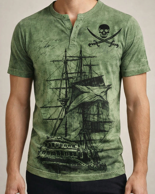 Men's T Shirt Tee Henley Shirt Tee Graphic Color Block Guitar Henley Green Brown Black 3D Print Casual Daily Short Sleeve Button-Down Print Clothing Apparel Vintage Sports Fashion Big and Tall | JRSEE:fd58b8dc-e587-4a4f-a12a-20ddd89abf69