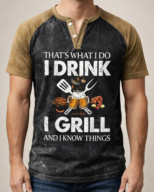 Men's T Shirt Tee Henley Shirt Tee Graphic Color Block Guitar Henley Green Brown Black 3D Print Casual Daily Short Sleeve Button-Down Print Clothing Apparel Vintage Sports Fashion Big and Tall | JRSEE:2f34232f-dd98-4be8-ab85-9c7b4416be8b