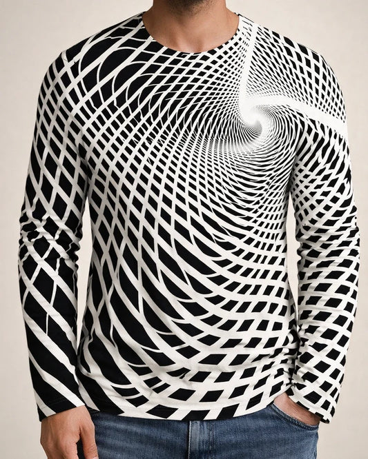 Men's T Shirt Tee Optical Illusion Graphic Prints Crew Neck A B C D E 3D Print Outdoor Street Long Sleeve Print Clothing Apparel Basic Sports Designer Casual | JRSEE:662157ae-4bfa-409a-88ed-5b00fc683580