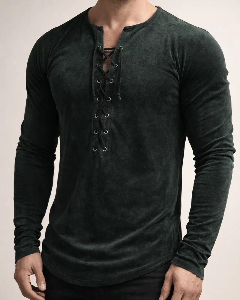 Men's T shirt Tee Solid Color V Neck Light Purple Green Black Purple Yellow 3D Print Outdoor Street Long Sleeve Lace up Clothing Apparel Basic Fashion Streetwear Designer | JRSEE:f5726af0-8194-4651-8079-a7fdf40eee97