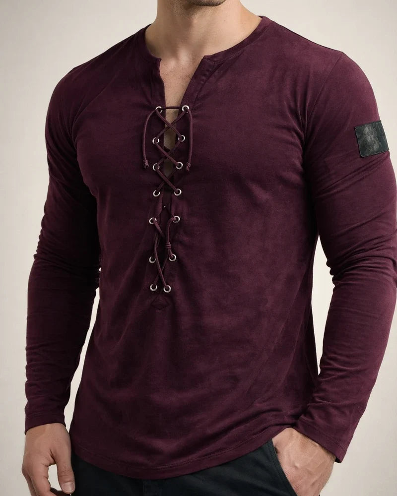 Men's T Shirt Tee Tee Graphic Collar Black Purple Wine Army Green Light Brown 3D Print Outdoor Daily Long Sleeve Lace Up Print Clothing Apparel Basic Designer Casual Classic | JRSEE:f020954c-3846-4ea0-8213-4db9df108504