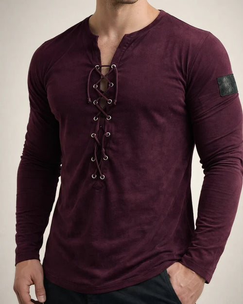 Men's T Shirt Tee Tee Graphic Collar Black Purple Wine Army Green Light Brown 3D Print Outdoor Daily Long Sleeve Lace Up Print Clothing Apparel Basic Designer Casual Classic | JRSEE:f020954c-3846-4ea0-8213-4db9df108504