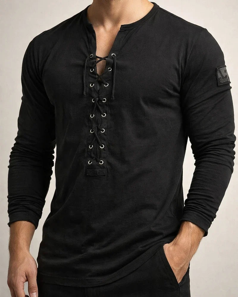Men's T Shirt Tee Tee Graphic Collar Black Purple Wine Army Green Light Brown 3D Print Outdoor Daily Long Sleeve Lace Up Print Clothing Apparel Basic Designer Casual Classic | JRSEE:0928c534-0863-4745-8986-bf38b475274c