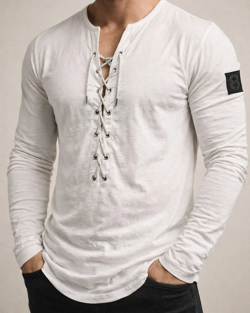 Men's T Shirt Tee Tee Graphic Collar Black Purple Wine Army Green Light Brown 3D Print Outdoor Daily Long Sleeve Lace Up Print Clothing Apparel Basic Designer Casual Classic | JRSEE:d62f109c-4541-41b4-a40e-9aa61b280b82