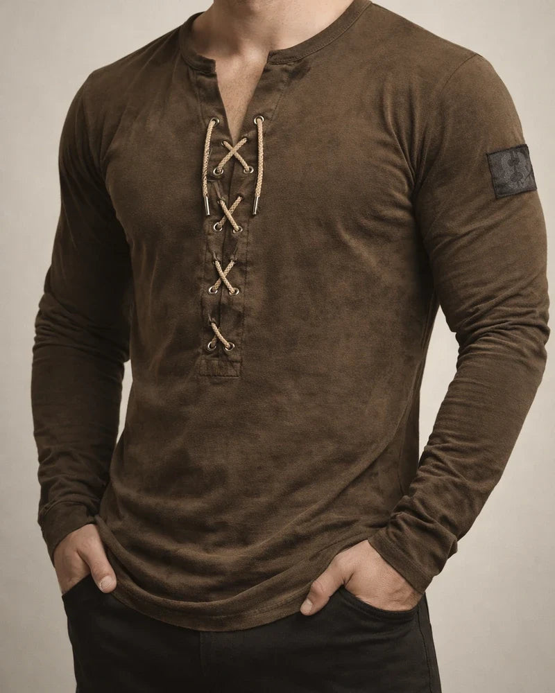 Men's T Shirt Tee Tee Graphic Collar Black Purple Wine Army Green Light Brown 3D Print Outdoor Daily Long Sleeve Lace Up Print Clothing Apparel Basic Designer Casual Classic | JRSEE:b745034b-c655-457a-b633-89c757784ef3
