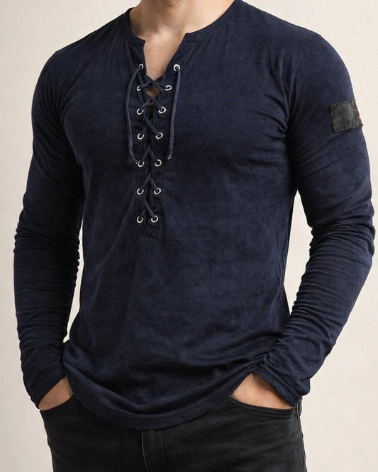 Men's T Shirt Tee Tee Graphic Collar Black Purple Wine Army Green Light Brown 3D Print Outdoor Daily Long Sleeve Lace Up Print Clothing Apparel Basic Designer Casual Classic | JRSEE:12664ac9-aa7e-47b9-9f44-52472fa996b3