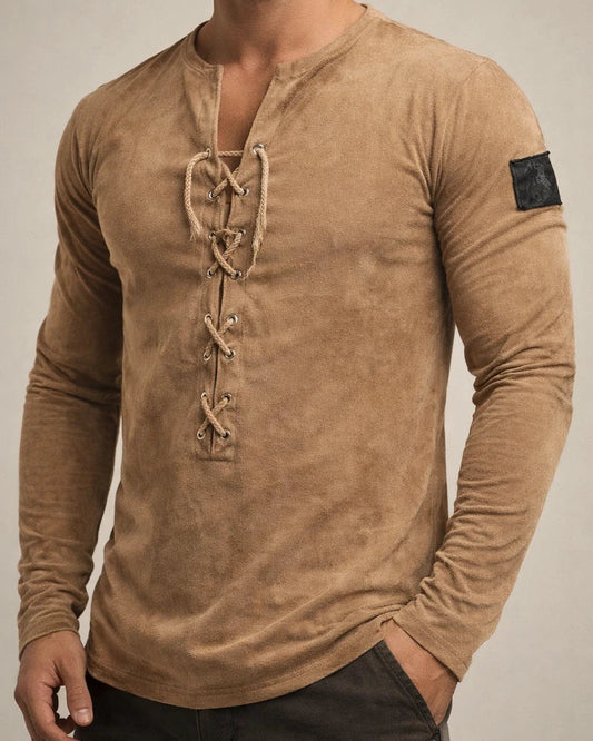 Men's T Shirt Tee Tee Graphic Collar Black Purple Wine Army Green Light Brown 3D Print Outdoor Daily Long Sleeve Lace Up Print Clothing Apparel Basic Designer Casual Classic | JRSEE:00e889fd-13b4-48ef-93ea-8dc2bf3e98c5