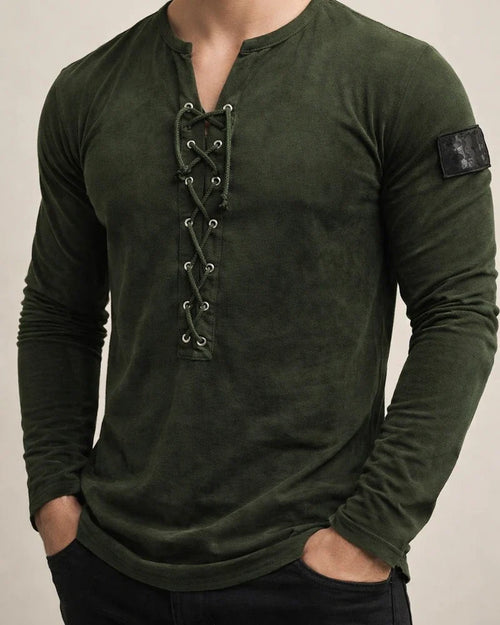 Men's T Shirt Tee Tee Graphic Collar Black Purple Wine Army Green Light Brown 3D Print Outdoor Daily Long Sleeve Lace Up Print Clothing Apparel Basic Designer Casual Classic | JRSEE:67db7775-796d-492e-b65d-22c6b4efb057