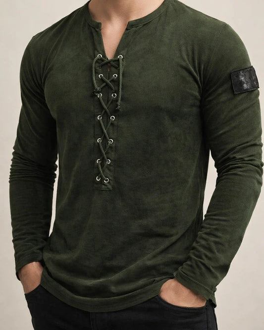 Men's T Shirt Tee Tee Graphic Collar Black Purple Wine Army Green Light Brown 3D Print Outdoor Daily Long Sleeve Lace Up Print Clothing Apparel Basic Designer Casual Classic | JRSEE:67db7775-796d-492e-b65d-22c6b4efb057