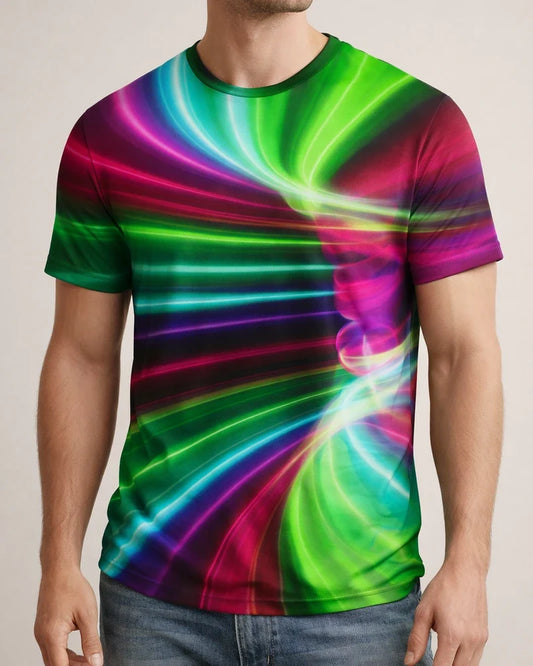 Men's T shirt Tee Tee Graphic Optical Illusion Round Neck Green / Black Green Purple Pink Light Green 3D Print Daily Short Sleeve Print Clothing Apparel Basic Exaggerated | JRSEE:aafcb3fd-580f-469b-93f4-7a524cc1f222