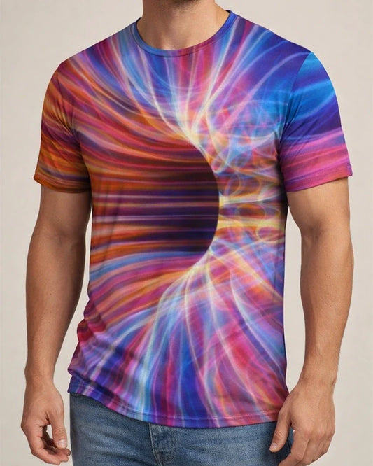 Men's T shirt Tee Tee Graphic Optical Illusion Round Neck Green / Black Green Purple Pink Light Green 3D Print Daily Short Sleeve Print Clothing Apparel Basic Exaggerated | JRSEE:46e66ebf-9cff-44e7-8951-8ebaf0fa98c1