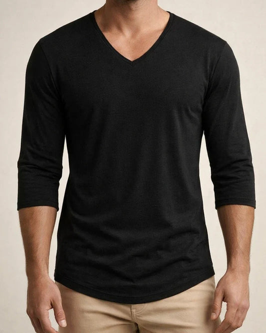 Men's T Shirt Tee Tee V Neck Street Vacation Long Sleeve Clothing Apparel Knit Basic Modern Contemporary | JRSEE:9d06fe09-ec8c-4878-ae0e-c03be553eb5c