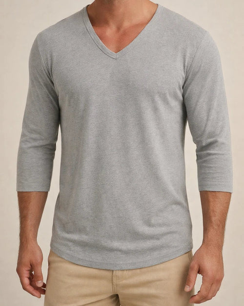 Men's T Shirt Tee Tee V Neck Street Vacation Long Sleeve Clothing Apparel Knit Basic Modern Contemporary | JRSEE:dbc08721-3988-4eb6-b8ad-ecb5448b6504