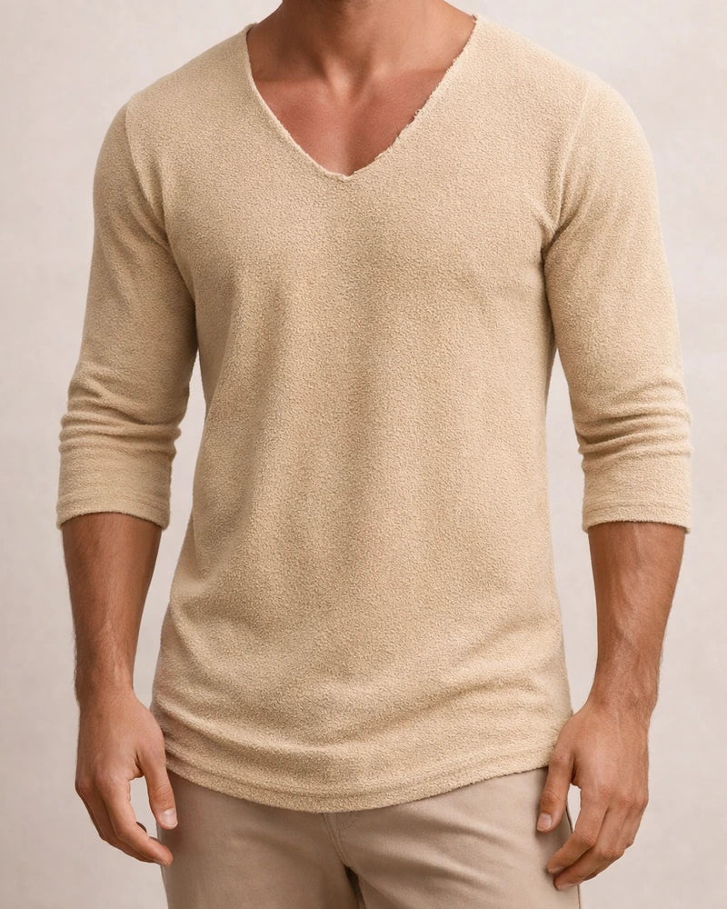 Men's T Shirt Tee Tee V Neck Street Vacation Long Sleeve Clothing Apparel Knit Basic Modern Contemporary | JRSEE:199e66d6-0a6c-4d34-b17f-03f1c6aa8373