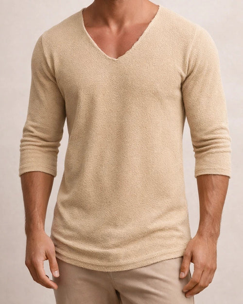 Men's T Shirt Tee Tee V Neck Street Vacation Long Sleeve Clothing Apparel Knit Basic Modern Contemporary | JRSEE:199e66d6-0a6c-4d34-b17f-03f1c6aa8373