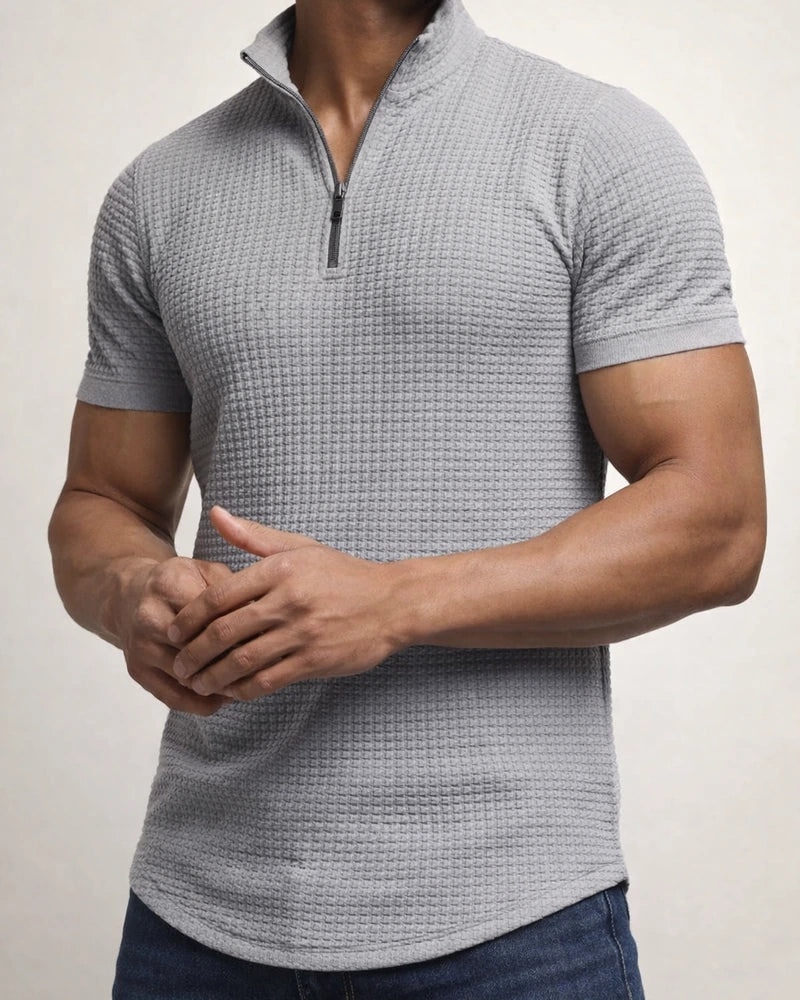 Men's T shirt Tee Waffle Polo Shirt Tee Top Plain Stand Collar Street Vacation Short Sleeves Clothing Apparel Fashion Designer Basic | JRSEE:4a32df65-1fee-4e43-8e88-f8d006212baa