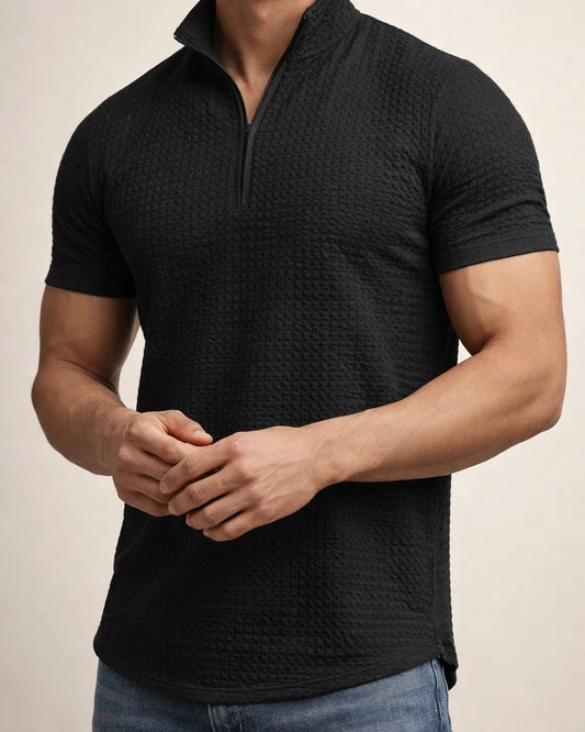 Men's T shirt Tee Waffle Polo Shirt Tee Top Plain Stand Collar Street Vacation Short Sleeves Clothing Apparel Fashion Designer Basic | JRSEE:6d3aadc0-a7e3-4ad5-867d-52a006897bb0