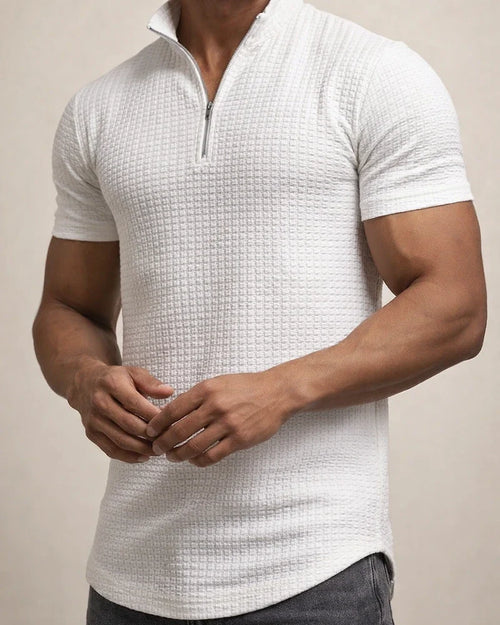 Men's T shirt Tee Waffle Polo Shirt Tee Top Plain Stand Collar Street Vacation Short Sleeves Clothing Apparel Fashion Designer Basic | JRSEE:0407c35e-20cc-4877-9f3a-8124ab83975b