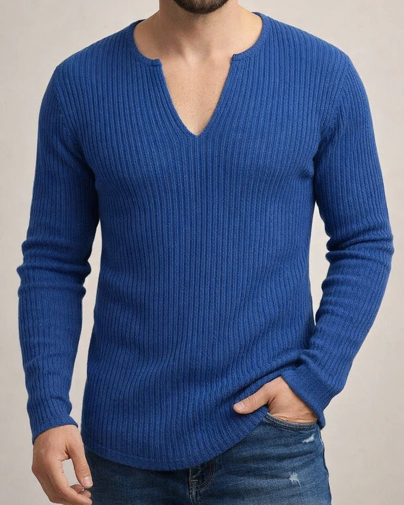 Men's Trend Autumn Deep V-neck Men's New Pullover Solid Color Casual Daily Popular Knit Long Sleeve Shirt | JRSEE:954b684e-312c-4e49-8e2a-10d71940571b