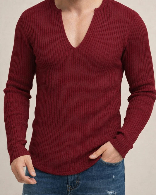 Men's Trend Autumn Deep V-neck Men's New Pullover Solid Color Casual Daily Popular Knit Long Sleeve Shirt | JRSEE:eefc760d-e623-44f7-882b-2ff630dd88e8