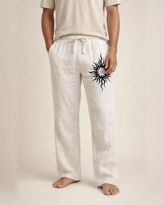 Men's Trousers Summer Pants Beach Pants Straight Drawstring Elastic Waist Front Pocket Graphic Prints Comfort Soft Casual Daily Beach Fashion Designer White Green | JRSEE:80d06851-035a-447c-a255-5cfaef4abf80