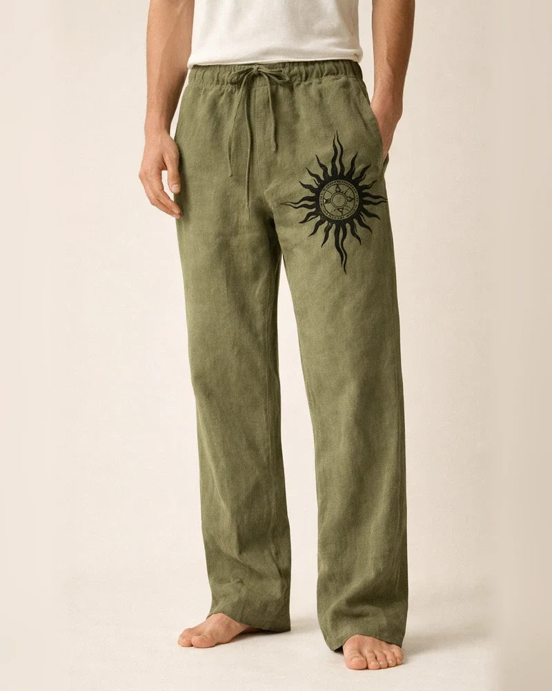 Men's Trousers Summer Pants Beach Pants Straight Drawstring Elastic Waist Front Pocket Graphic Prints Comfort Soft Casual Daily Beach Fashion Designer White Green | JRSEE:e287f68b-5195-4ef8-a28d-228670b8415f