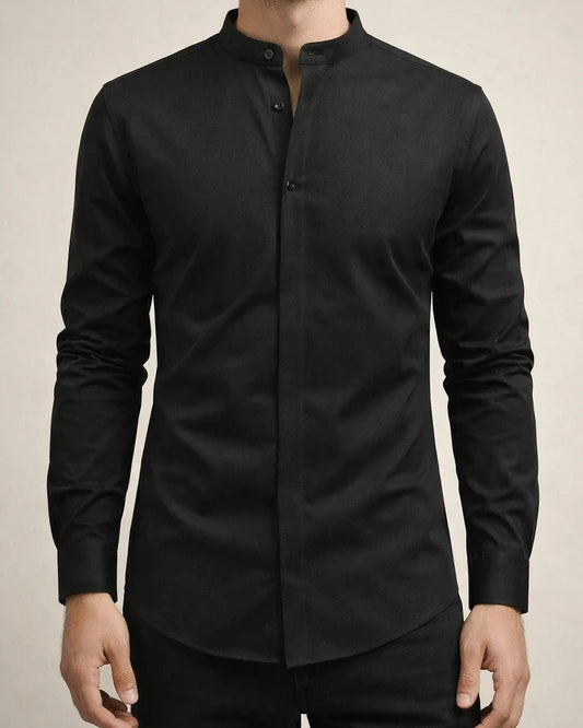 Men's Vintage Stand Collar Long Sleeve Shirt - Spring/Fall Business Casual Shirt - New Style | JRSEE:f94e3844-93ab-41c5-9d81-2faecbeab28e