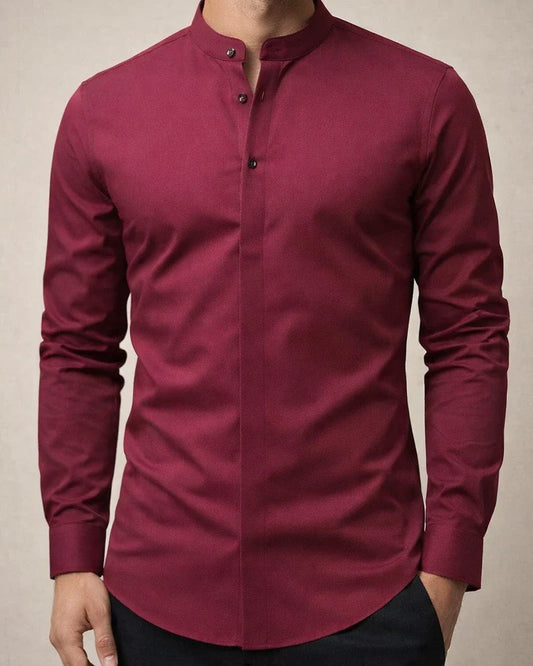 Men's Vintage Stand Collar Long Sleeve Shirt - Spring/Fall Business Casual Shirt - New Style | JRSEE:40bd3c54-690d-499a-9602-37cca6758670