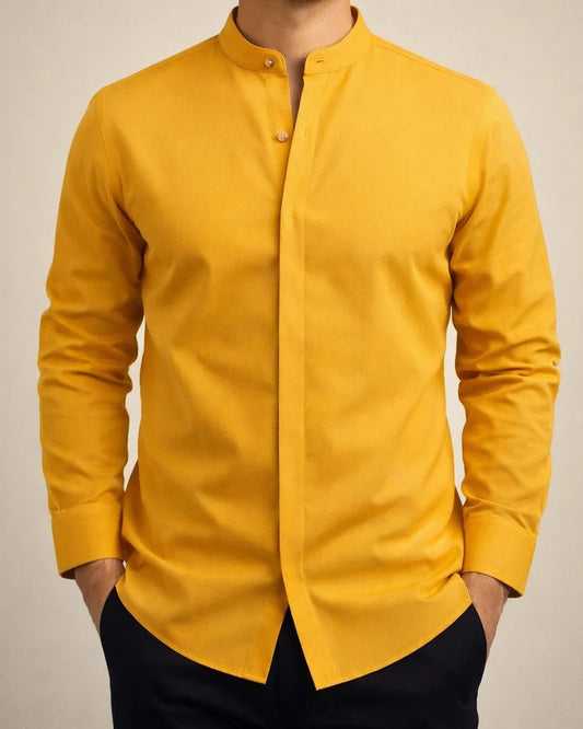 Men's Vintage Stand Collar Long Sleeve Shirt - Spring/Fall Business Casual Shirt - New Style | JRSEE:2077297a-5d4e-4baf-80eb-d21dc397e6c6