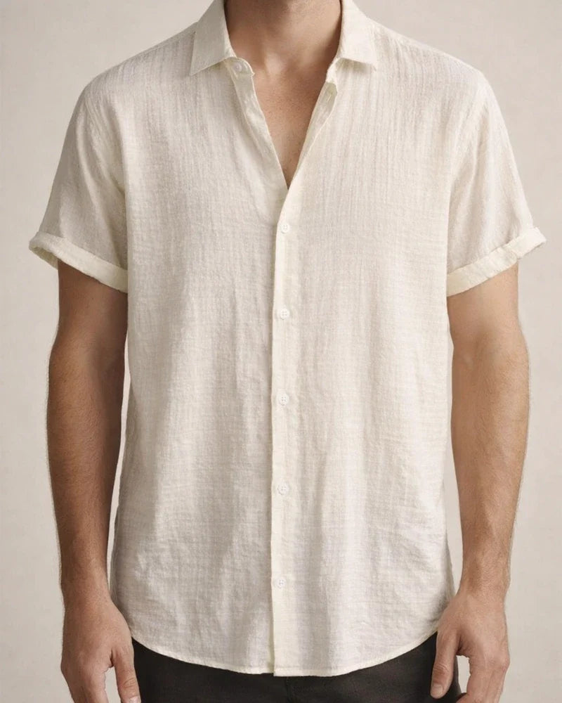 Men's Viscose Shirt Fashionable Solid-Color Shirt Subtle Checkered Short-Sleeve Shirt | JRSEE:3997f12e-45b3-499c-b25a-e5d0a460c424
