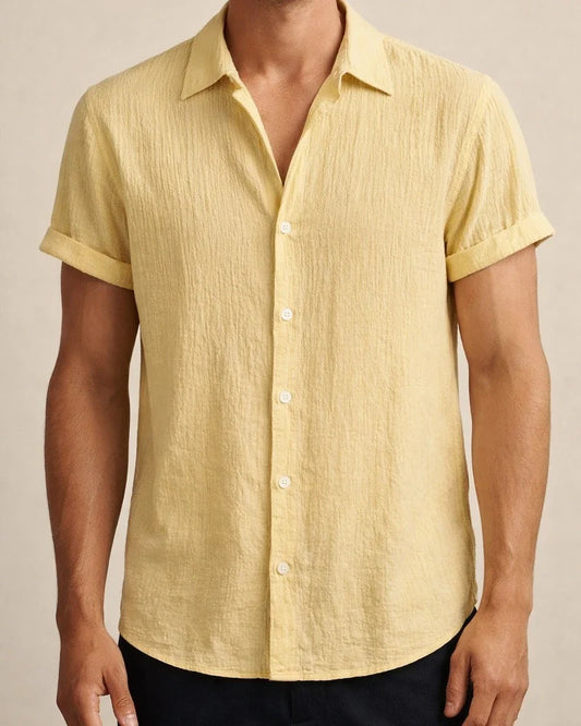 Men's Viscose Shirt Fashionable Solid-Color Shirt Subtle Checkered Short-Sleeve Shirt | JRSEE:edb88b66-e01c-468b-8ac2-18ca1f6edf06