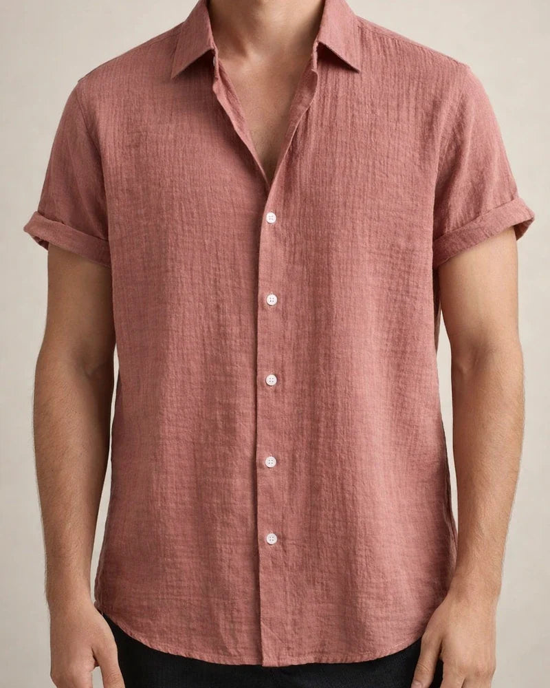 Men's Viscose Shirt Fashionable Solid-Color Shirt Subtle Checkered Short-Sleeve Shirt | JRSEE:52ff1027-3f3f-4001-8ee9-02a66435bce2
