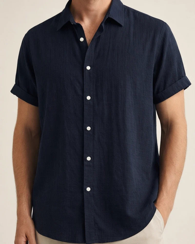 Men's Viscose Shirt Fashionable Solid-Color Shirt Subtle Checkered Short-Sleeve Shirt | JRSEE:95649080-5c35-41fb-bd0b-c83b459ee07a