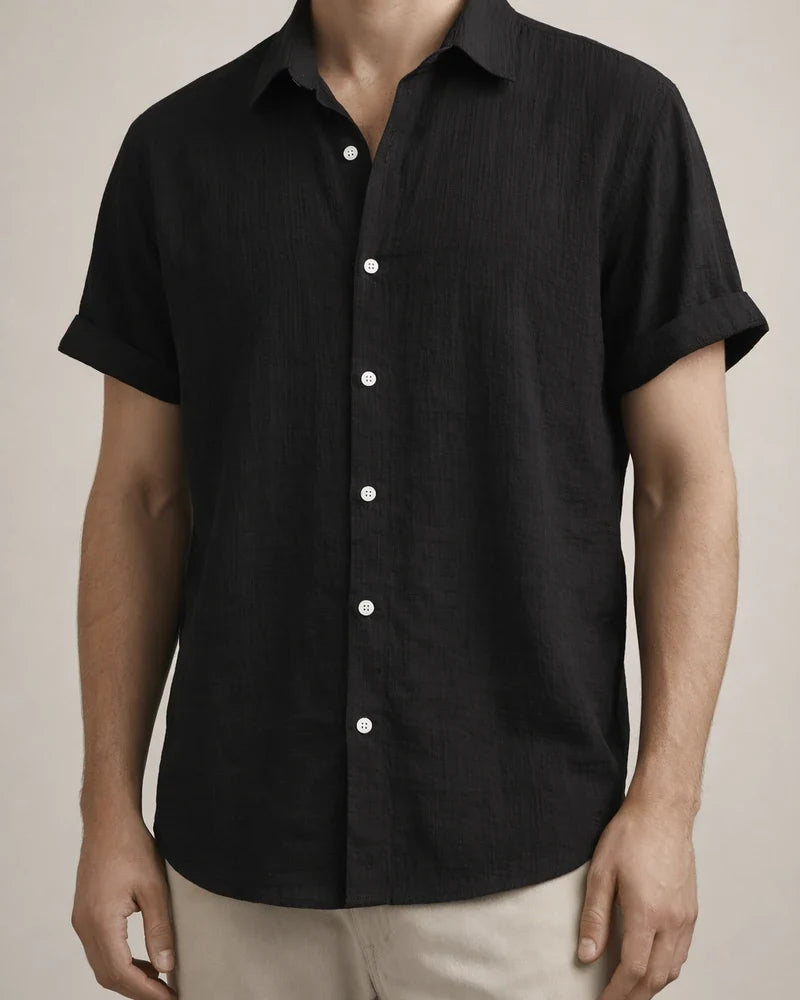 Men's Viscose Shirt Fashionable Solid-Color Shirt Subtle Checkered Short-Sleeve Shirt | JRSEE:659cc762-54a4-42d6-aa7f-b0e02338c5fc