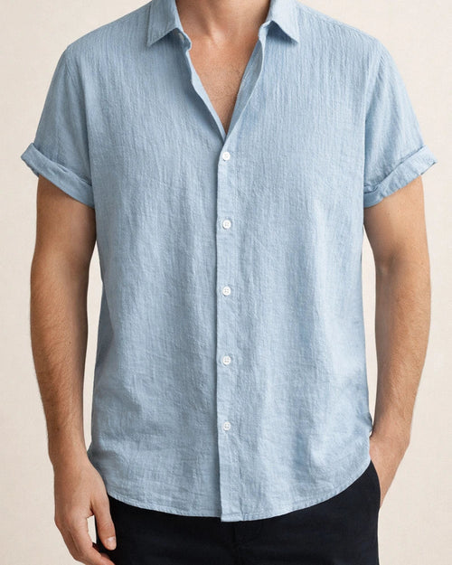 Men's Viscose Shirt Fashionable Solid-Color Shirt Subtle Checkered Short-Sleeve Shirt | JRSEE:a392fee4-0539-4e46-8940-7fafd346e339
