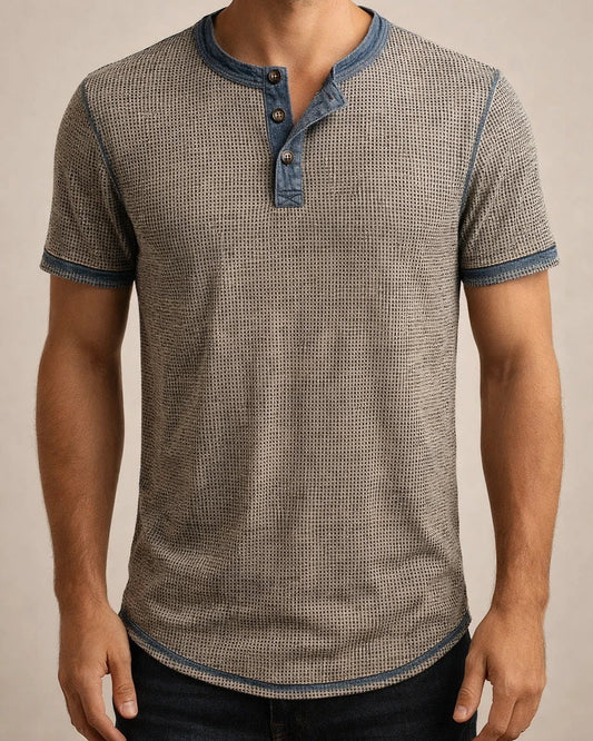 Men's Waffle Henley Shirt Tee Plaid Checkered Henley Outdoor Casual Short Sleeve Button Clothing Apparel Fashion Designer Comfortable | JRSEE:47dc5a2a-bf55-4f31-b417-c82895ee7fdb