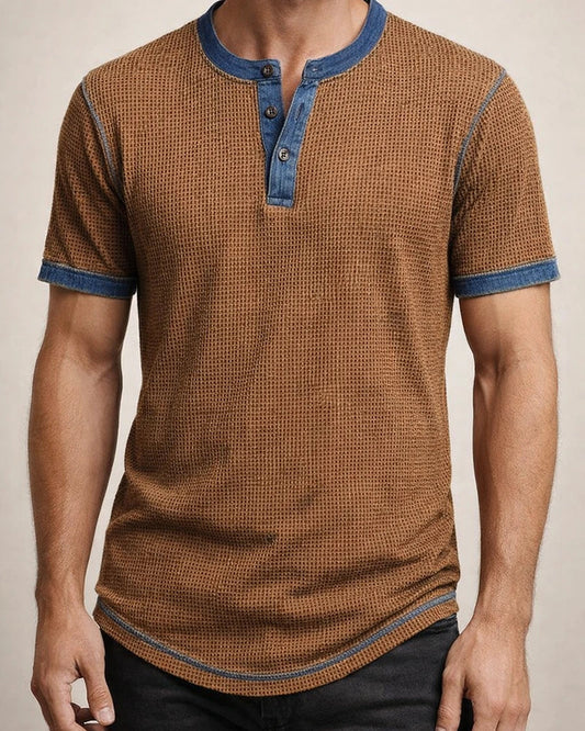 Men's Waffle Henley Shirt Tee Plaid Checkered Henley Outdoor Casual Short Sleeve Button Clothing Apparel Fashion Designer Comfortable | JRSEE:532795eb-0e30-427f-b2dd-1fe36a15d469