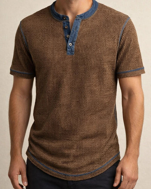 Men's Waffle Henley Shirt Tee Plaid Checkered Henley Outdoor Casual Short Sleeve Button Clothing Apparel Fashion Designer Comfortable | JRSEE:97c19815-5e85-4b38-87bd-42c1d47b4863