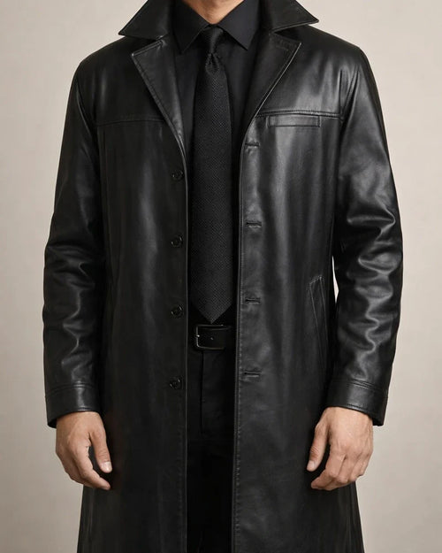 Men's Winter Coat Faux Leather Jacket Party Business Winter Fall Faux Leather Windproof Warm Outerwear Clothing Apparel Artistic / Retro Cosplay Pure Color Pocket Turndown Single Breasted | JRSEE:5a7cd0f0-7f27-43c9-a0dd-476385df6a7a